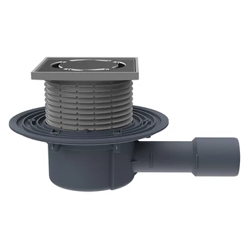 HL 510Prblue Padlólefolyó DN40/50 vízszintes kimenettel, szigetelő karimával, "Primus blue" bűzzárral, 123x123mm/115x115mm (HL.510Prblue)