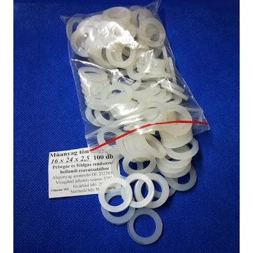 3/4" műanyag tömítés gáz flexibilis csőhöz, 16,5x24x2,5 mm