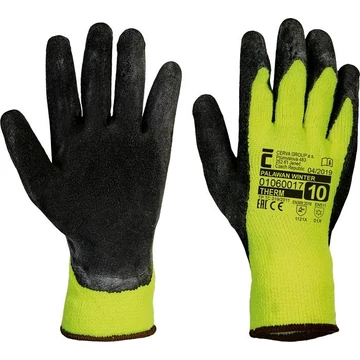 Cerva Palawan Nylon védőkesztyű, latexszel mártott, sárga-fekete, 8-as méret (10800299908)