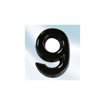 Házszám, kerámia, "9"-es, barna