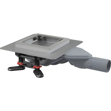 Alcaplast Padlóösszefolyó, oldalsó kivezetéssel, 105x105/54 (APV110)