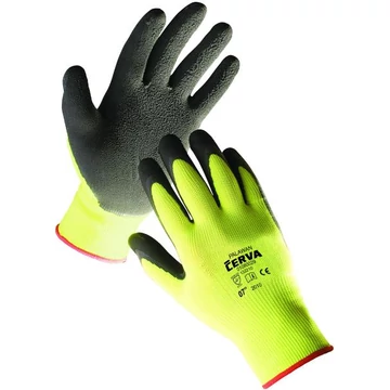 Cerva Palawan Nylon védőkesztyű, latexszel mártott, sárga-fekete, 7-es méret (10800299907)