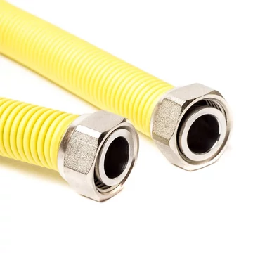 Inox gáz bekötőcső, kihúzható, sárga védőbevonattal, 3/4" BB, 50–100 cm (0,5–1 m)