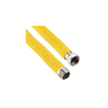 Inox gáz bekötőcső, kihúzható, sárga védőbevonattal, 1/2" KB, 75–150 cm