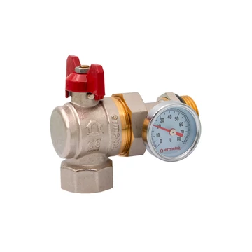 Ermetiq ER sarok golyóscsap hollandival és hőmérővel, 1" KB (ER-CHT11)