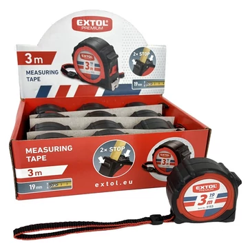 Mérőszalag gumirozott 2 stoppos 3mx19mm