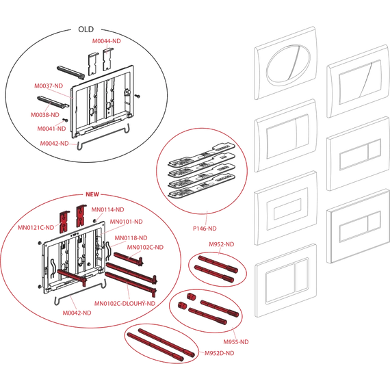 Alcaplast M272 WC tartály nyomólap kétöblítéses matt króm (M272)