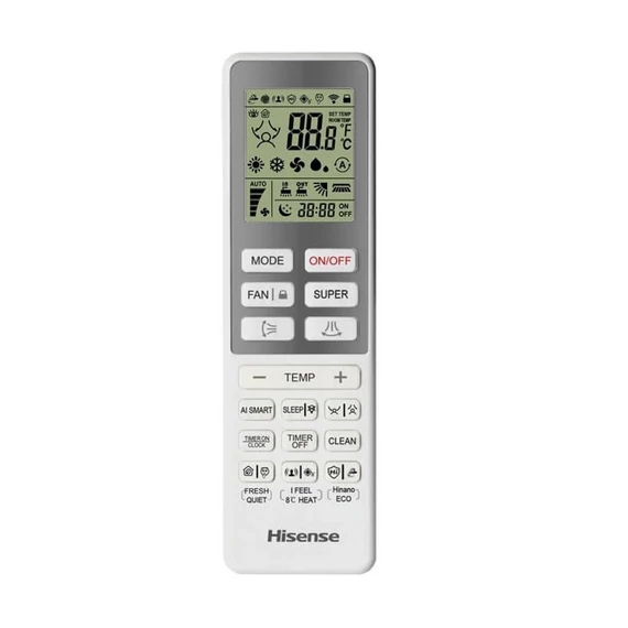 Hisense Fresh Master oldalfali inverteres split klíma 2,5 kW (QF25XW0E) távirányító