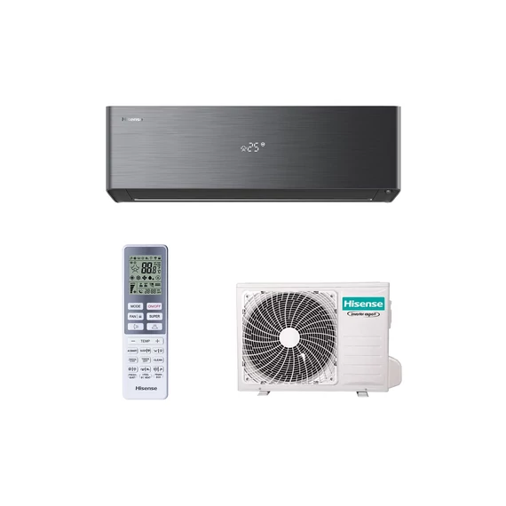 Hisense Energy Pro X fekete oldalfali inverteres split klíma 3,5 kW (QH35XV4BG/I AS35XV4EW/O)