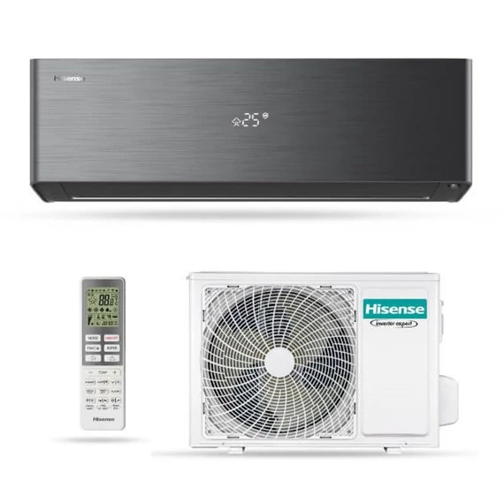 Hisense Energy Pro X fekete oldalfali inverteres split klíma 2,5 kW (QH25XV3BG/I QG25XV0EW/O)