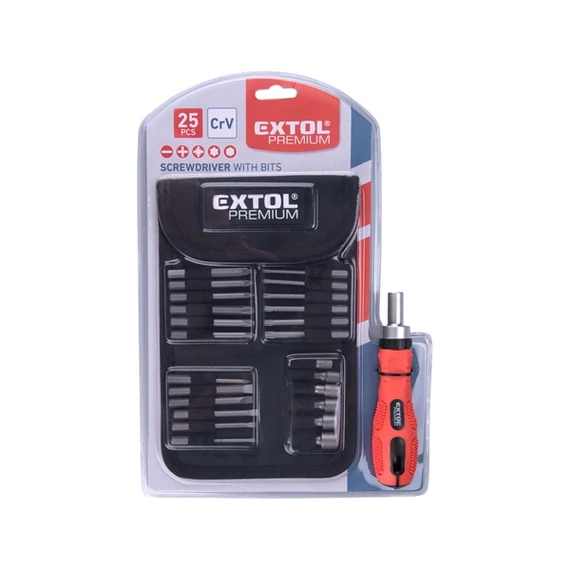 Extol Racsnis csavarhúzó és dugókulcs készlet, 25 részes (MAD.8819155)